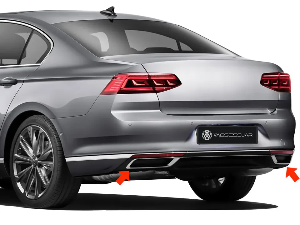 Volkswagen Passat B8.5 krom egzoz çerçevesi difüzör 3 parça – görsel 1