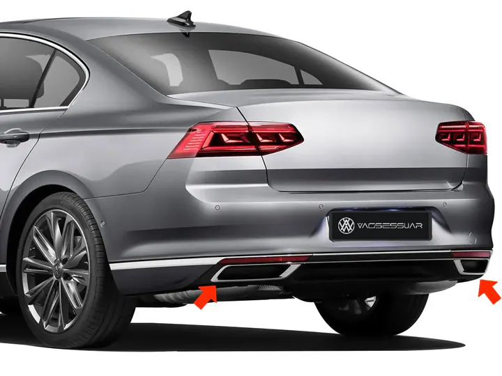 Volkswagen Passat B8.5 krom egzoz çerçevesi difüzör 3 parça – görsel 1