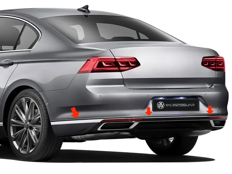 Volkswagen Passat B8.5 krom arka tampon çıtası 3 parça – görsel 1