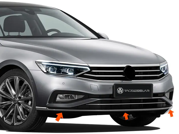 Volkswagen Passat B8.5 krom ön tampon alt çıtası 3 parça – görsel 1